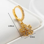 Gold color / 1 Piece Simple Series  Flower Copper  Gold Color Zircon Women's Dangle Earrings Picture2